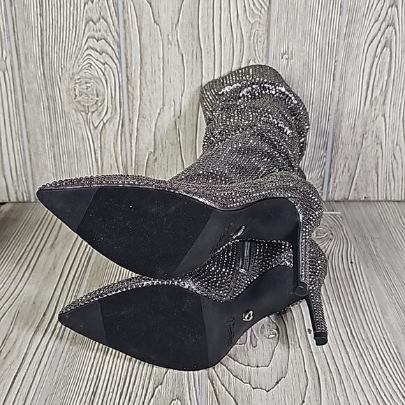 Thalia Sodi Raquell Booties Pewter Bling Heeled Boots Womens Size 5 NEW - Picture 7 of 16
